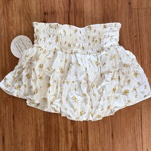 White Floral Ruffled Skirt